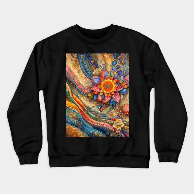 Vibrant Vistas: Celebrating Indian Elegance through Sari Textiles, Rajput Paintings, and More Crewneck Sweatshirt by insaneLEDP